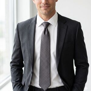 NORDSTROM Vintage 100% Silk Tie | Hand Sewn by Cantini Italy | Grey Geometric